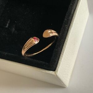 Pandora Gold Ring with Red Gemstone
